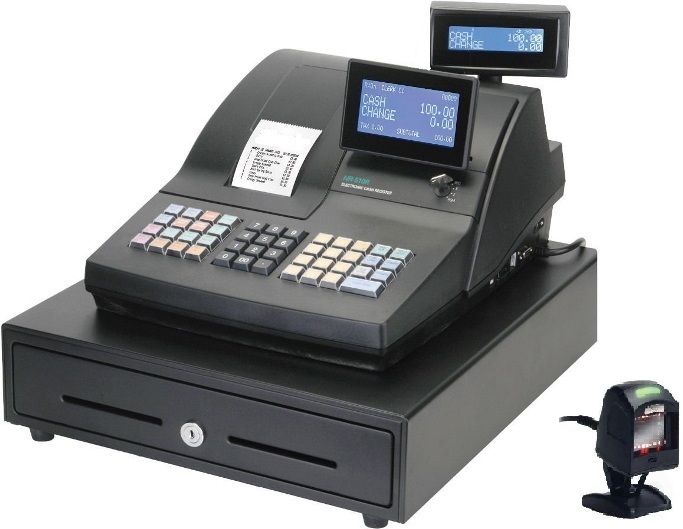 cash register with a scanner
